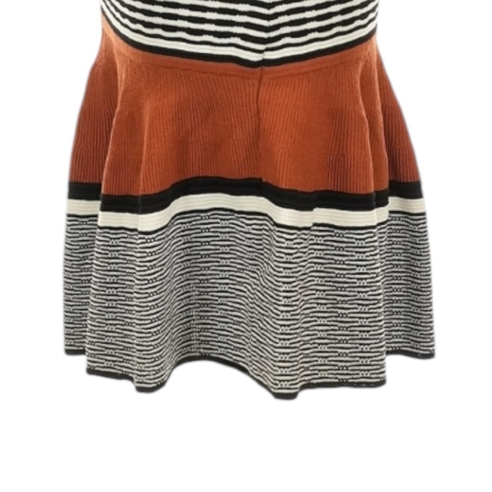 Sandro Paris Raby Stretch-Knit Dress Brique Striped Sleeveless Flare Hem Size 6 - Picture 5 of 10